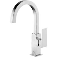 Wastafelkraan Tres Cuadro | Opbouw | Draaibare uitloop | Mengkraan | Hoog model | 1-hendel | Vierkant | Chroom