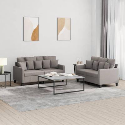 2-delige Loungeset met kussens stof taupe
