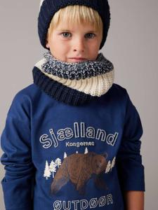 Natuur-T-shirt met flockdetails voor jongens leiblauw