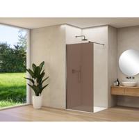 Van Rijn Products ST01 vaste wand - 98x200cm - brons rookglas - - dikte 8mm - stabilisatiestang - muurprofiel - Gunmetal Geborsteld ST01500100BRGMM