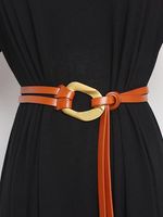 Fashionable Metal Buckle Split Leather Adjustable Double Belt