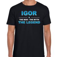 Naam cadeau t-shirt Igor - the legend zwart voor heren