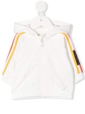 Fendi Kids hoodie zippé à rayures - Blanc