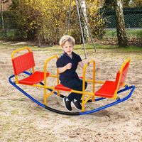 3-Zits Schommelwip Tuinwip Belastbaar tot 100 kg voor Binnen en Buiten Metalen Carrouselwip 136 x 39 x 60 cm Kleurrijk