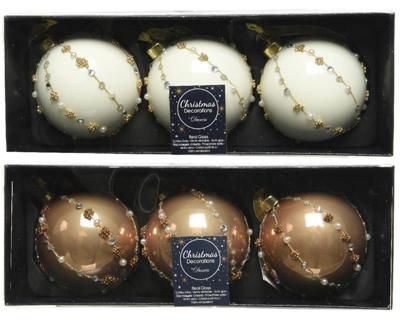 Decoris Kerstballenset glas a 3 stuks camel 8cm