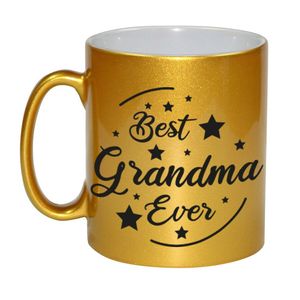 Best Grandma Ever cadeau mok / beker goudglanzend 330 ml   -