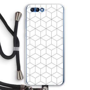 Zwart-witte kubussen: Honor 10 Transparant Hoesje met koord