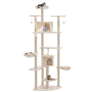 VidaXL Kattenkrabpaal met sisal krabpalen 203 cm beige en wit