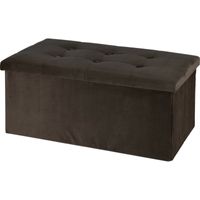 Poef/hocker/krukje - opbergbox - bruin - fluweel polyester - 76 x 40 x 38 cm - opvouwbaar