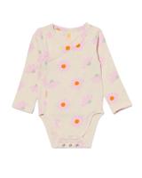 HEMA Newborn Meegroei Overslagromper Rib Met Bamboe Stretch Bloem Ecru (ecru)