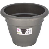 Grijze ronde plantenpot/bloempot kunststof diameter 18 cm   -