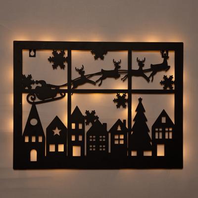 Muurhanger kerstslee 40x32 cm zwart - Annas collection