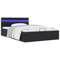 Bedframe met opslag hydraulisch LED kunstleer zwart 140x200 cm