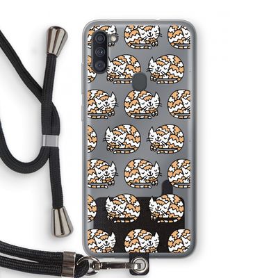 Slapende poes: Samsung Galaxy A11 Transparant Hoesje met koord