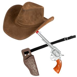 Carnaval verkleed set cowboyhoed Nebraska - bruin - en holster met revolver - volwassenen