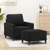 Fauteuil met voetenbank 60 cm fluweel zwart