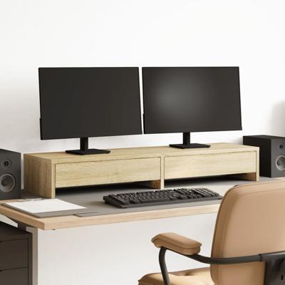 Monitorstandaard met lades 100x27x15 cm hout sonoma eikenkleur