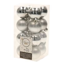 Ambiance Christmas kerstboom decoratie kerstballen zilver 16 stuks   - - thumbnail