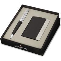 Sheaffer SF-G2931451-3 Balpen 300 M Giftset Glossy Black Chrome Plated + Visitekaarthouder Sheaffer SF-G2931451-3 Balpen 300 M Giftset Glossy Black Chrome Plated + Visitekaarthouder