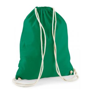 Sport gymtas groen met rijgkoord 46 x 37 cm van katoen