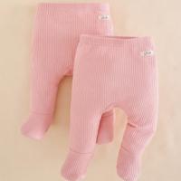 3pcs Newborn Baby Girl Solid Color Decorative Knit Leggings Set Baby Pink / 0-1M