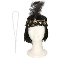 Carnaval verkleed accessoire set - dames hoofdband en parelketting - charleston/jaren 20 stijl - thumbnail