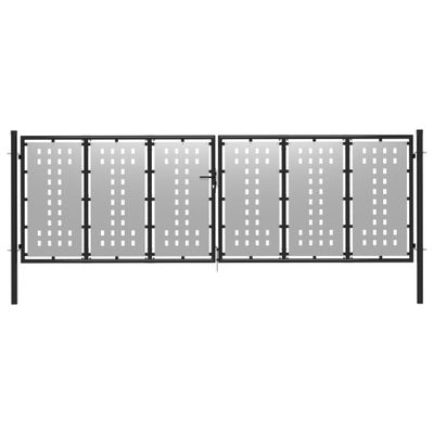 vidaXL Poort 400x75 cm staal zilverkleurig