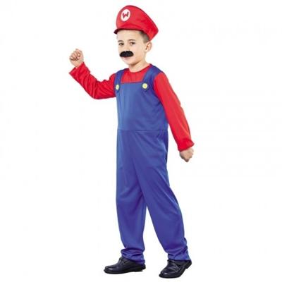 Loodgieter Mario verkleedkleding kostuum - voor peuters - blauw/rood - carnaval Loodgieter Mario verkleedkleding kostuum - voor peuters - blauw/rood - carnaval