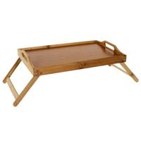 Ontbijt op bed / laptop tafeltje / dienblad op pootjes - 45 x 30 x 17 cm - bamboe hout - serveer tra
