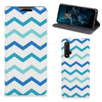 Honor 20 | Huawei Nova 5T Hoesje met Magneet Zigzag Blauw - thumbnail