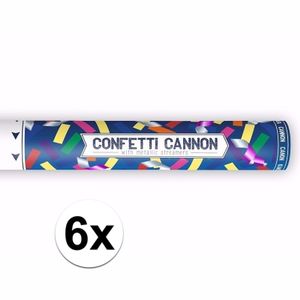 6x Confetti kanon mix kleuren 40 cm   -