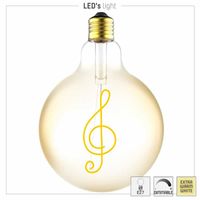 Heldere globe LED lamp 4.5W 250 lumen E27 1800K kaarslicht dimbaar tekst music