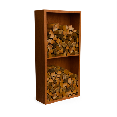 Egura cortenstaal Houtopslag 2 vakken met achterwand L100 x B38,5 x H200 cm - Geroba