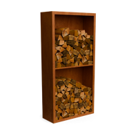 Egura cortenstaal Houtopslag 2 vakken met achterwand L100 x B38,5 x H200 cm - Geroba