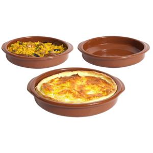 Tapas serveerschalen set - 1x D28 cm en 2x D20 cm - rond - Spaans terracotta ovenschaaltjes