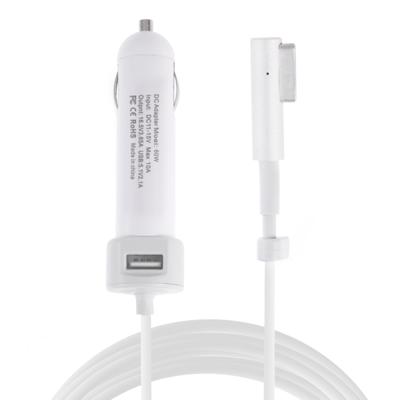 60W 5.1 V 2.1 een USB-interface auto-oplader met 16.5 V een L MagSafe interface data kabel (wit)