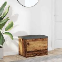 Opbergbankje 62x42x45 cm bewerkt hout oud houtkleurig Opbergbankje 62x42x45 cm bewerkt hout oud houtkleurig