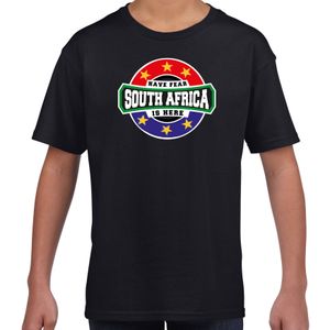 Have fear South Africa is here / Zuid Afrika supporter t-shirt zwart voor kids