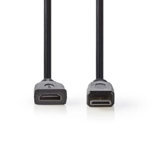 Nedis CVGP34590BK02 HDMI kabel 0,2 m HDMI Type C (Mini) HDMI Type A (Standaard) Zwart