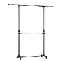 ACAZA Mobiel kledingrek - verstelbaar - 2 rails - zilvergrijs
