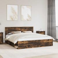 Bedframe met hoofdeinde Gerookt eiken 180 x 200 cm Bewerkt hout