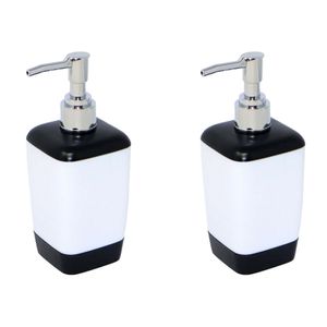 2x Stuks Zeeppompje/dispenser kunststof wit/zwart 8 x 17 cm