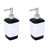 2x Stuks Zeeppompje/dispenser kunststof wit/zwart 8 x 17 cm