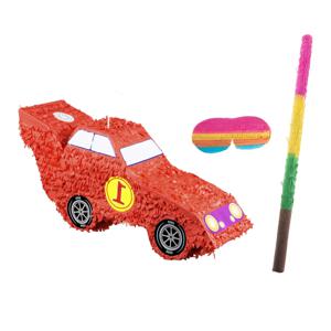 Verjaardag Pinata Racewagen - 56 x 23 cm - papier - set met stok en masker   -