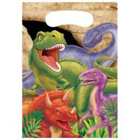 Dinosaurus thema uitdeelzakjes/feestzakjes - 8x stuks - kinderfeestje cadeautjes Dino's