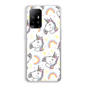 Rainbow Unicorn: Oppo A94 5G Transparant Hoesje