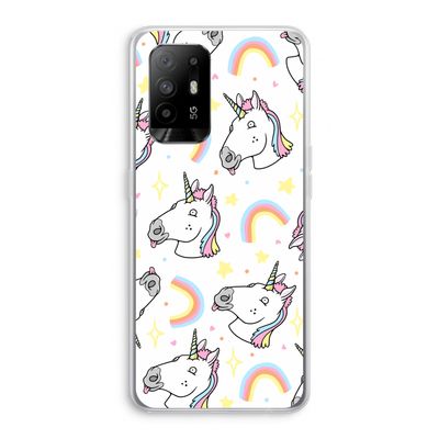 Rainbow Unicorn: Oppo A94 5G Transparant Hoesje