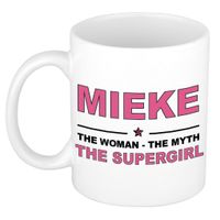 Naam cadeau mok/ beker Mieke The woman, The myth the supergirl 300 ml   -
