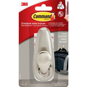 3M Command-Forever Classic metalen haak L (l x b x h) 105 x 41 x 41 mm Nikkel (geborsteld) Inhoud: 1 stuk(s)