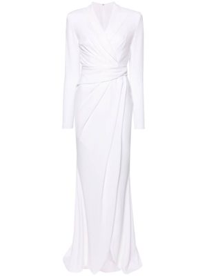 Talbot Runhof robe mi-longue à design drapé - Blanc
